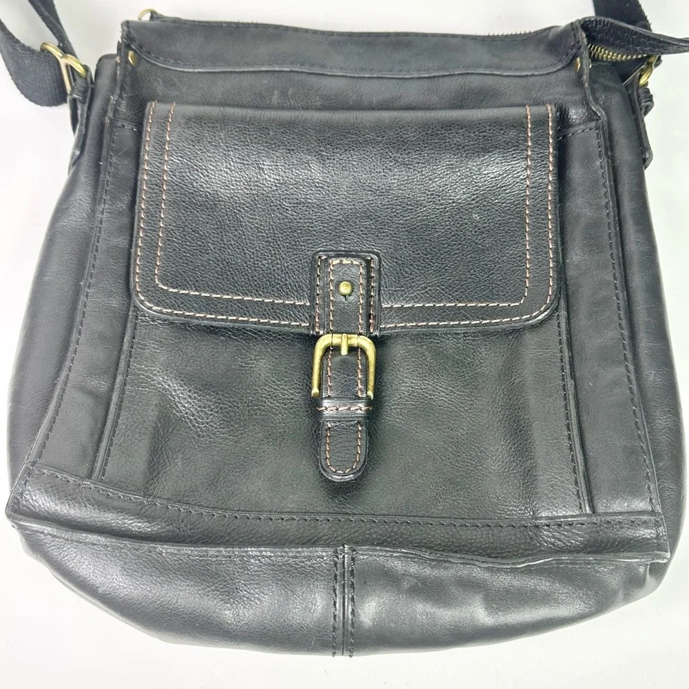 Patricia Nash Men’s Black Leather North / South Crossbody Bag